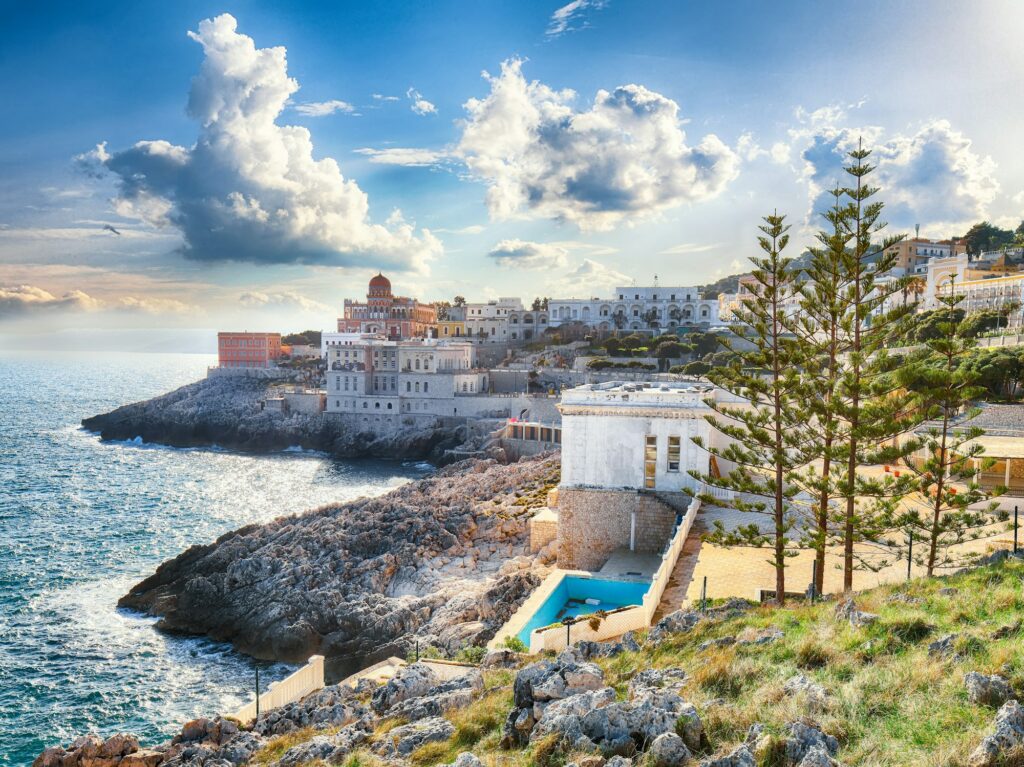 Beautiful coastal town in Santa Cesarea Terme in Salento region of Italy